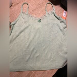 Colsie Small Lime Green Cami With Flower And Lace